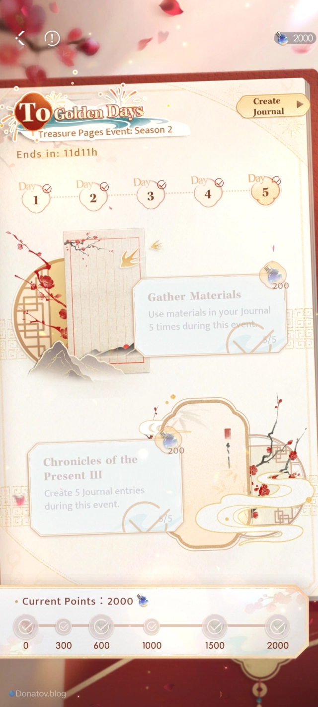 Ивентовая страница To Golden Days в игре