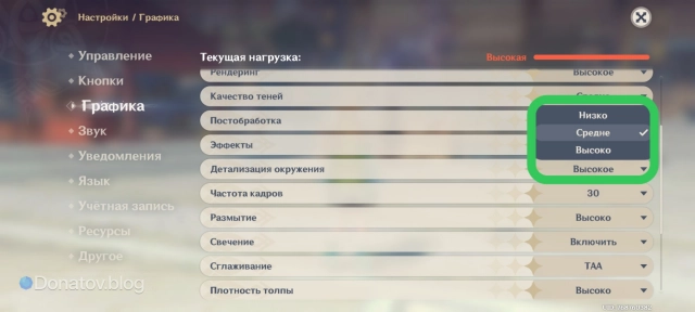 Постобработка в Genshin Impact