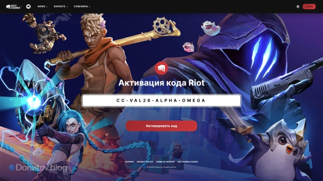Поле ввода промокода на сайте Riot