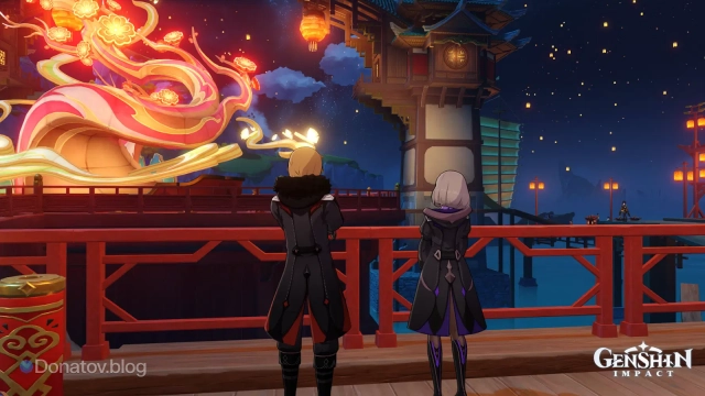 Влад и Надя любуются фонариками