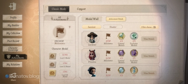 Achievement Details в Identity V