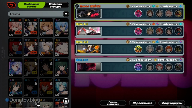 Команды, подходящие для прохождения узла «Бой 02»