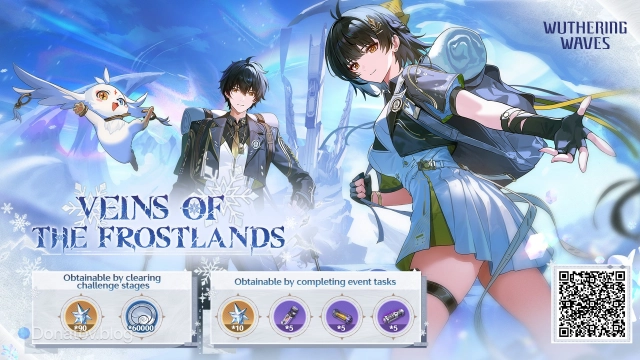 Суммарное количество астрита и материалов в новом веб-событии Veins of the Frostlands в Wuthering Waves