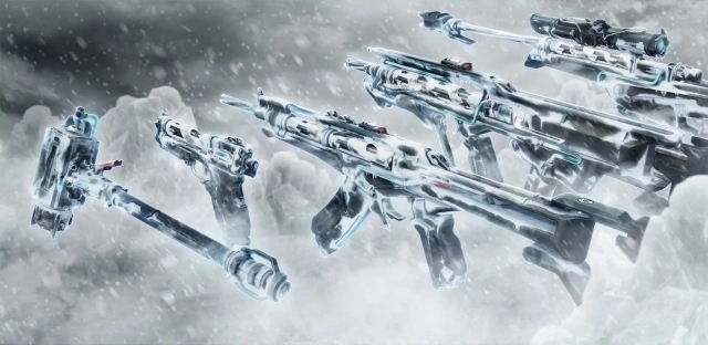 Коллекция «Криостазис» в Valorant: оружие, покрытое белым инеем