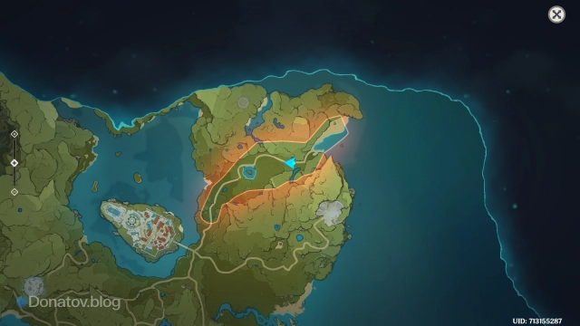 Карта Мондштадта с частично заблокированными областями в задании «Возвращение ловца ветра» в Genshin Impact