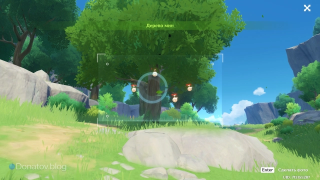 Фотографирование статуи Архонта через камеру в задании «Возвращение ловца ветра» в Genshin Impact