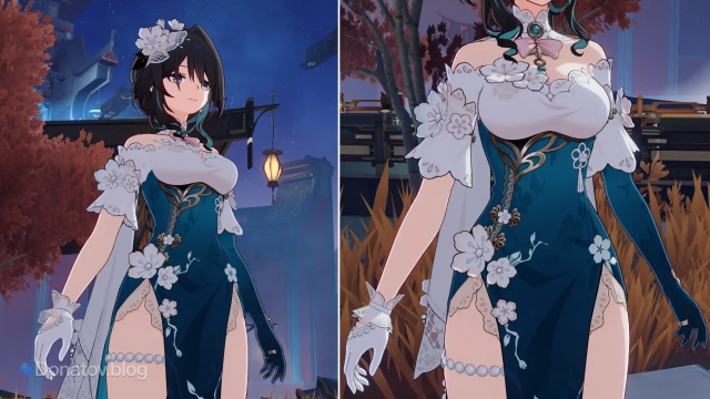 Ассиметричные перчатки — особый элемент дизайна скина Жуань Мэй «Письмо с цветами сливы»