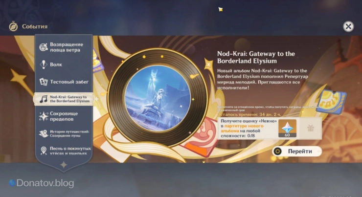 Награда за прохождение события Nod-Krai: Gateway to the Borderland Elysium