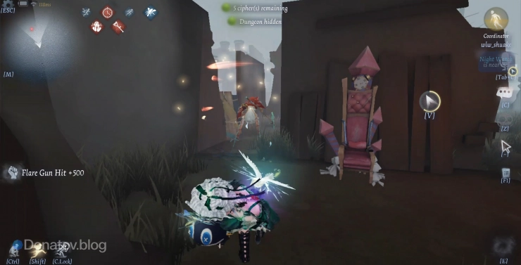 Выживший убегает от охотника