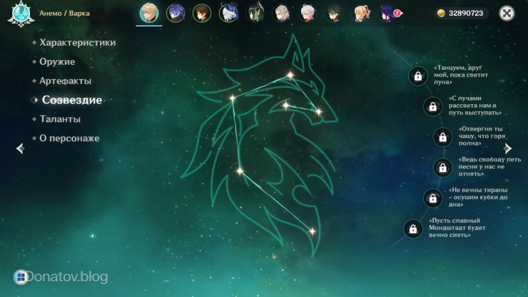 Созвездия Варки в Genshin Impact