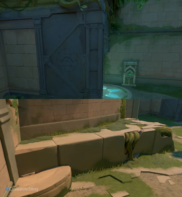 Иллюстрация изменений для атаки на карте Lotus в Valorant