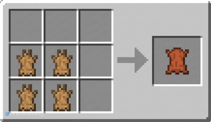 Рецепт создания кожи из кроличьих шкурок в Minecraft