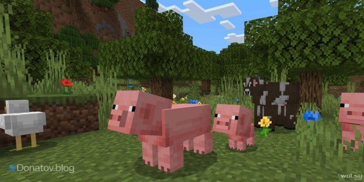 Свиньи с поросёнком в Minecraft