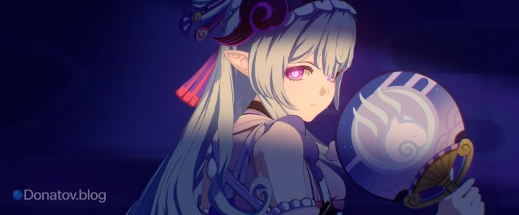 Мидзуки, смотрящая в камеру, в трейлере персонажа