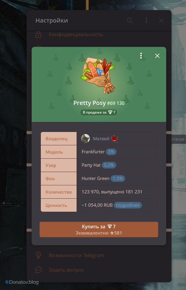 Подарок Pretty Rose в Телеграм