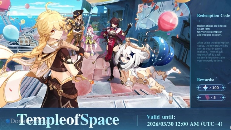 Скриншот промокода из стрима Genshin Impact в марте 2026 года