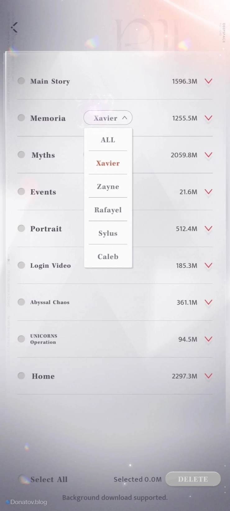 Скачивание нужных файлов из категории Memories