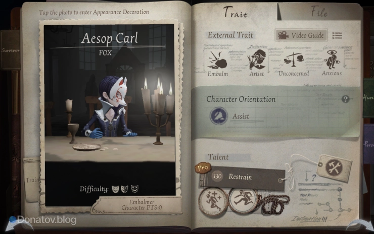 Профиль Бальзамировщика в Identity V