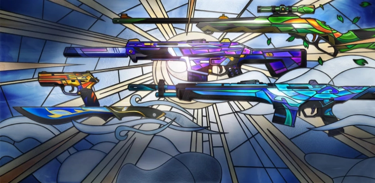 Коллекция скинов «Грёзы» в Valorant: яркие витражные облики