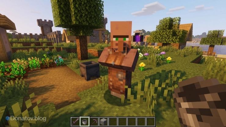 Кожевник в деревне в Minecraft