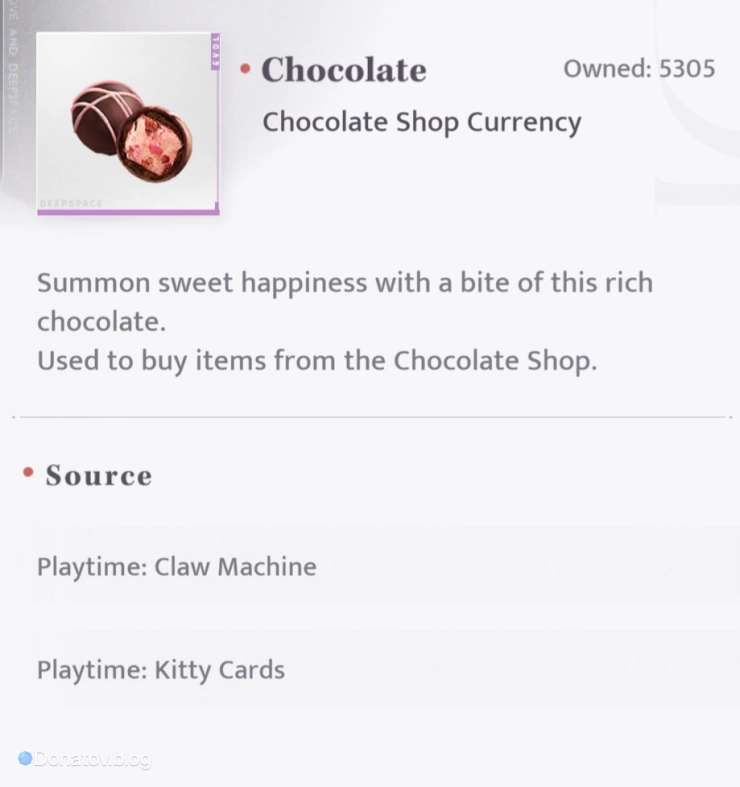 Chocolates — валюта Love and Deepspace