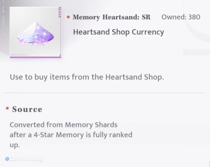 Heartsand SR уровня — внутриигровая валюта Love and Deepspace