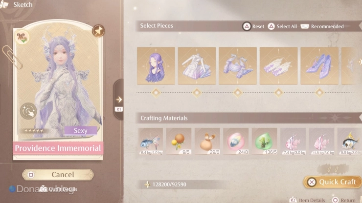 Страница крафта Providence Immemorial