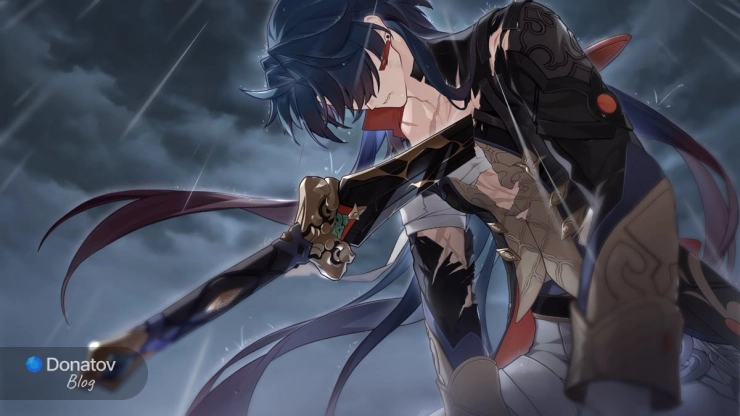 Блэйд с вонзённым клинком в груди