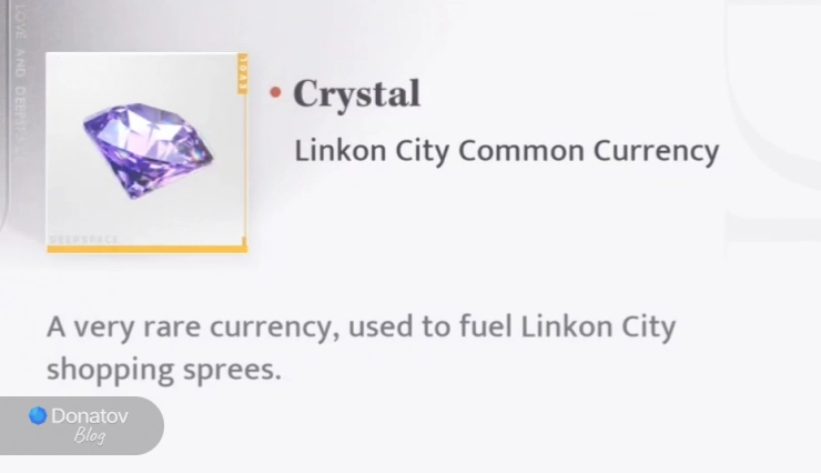 Кристаллы — основная валюта игры Love and Deepspace