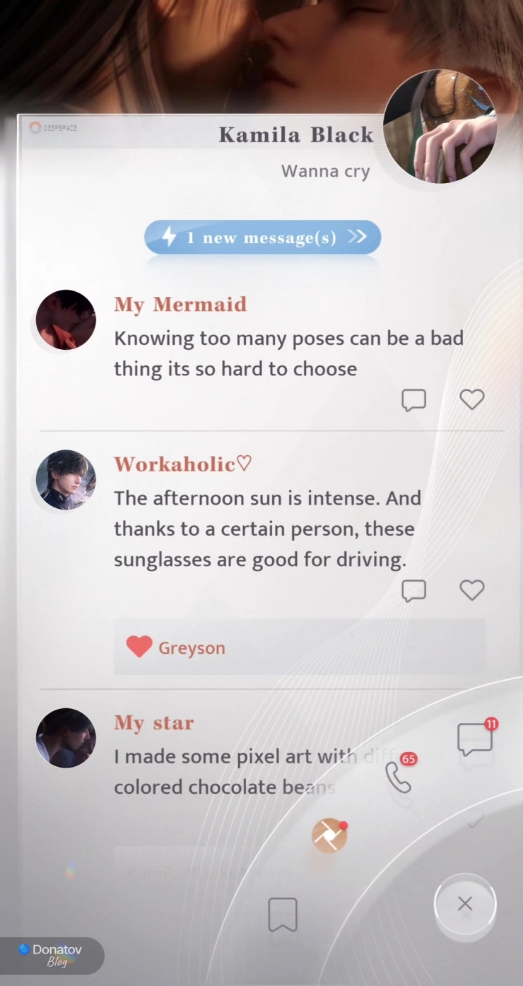 Посты персонажей из Love and Deepspace