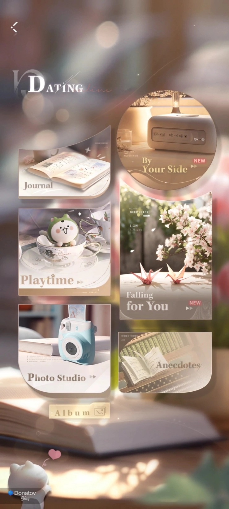 Дисплей раздела Date: By your side, Falling for you и Anecdotes