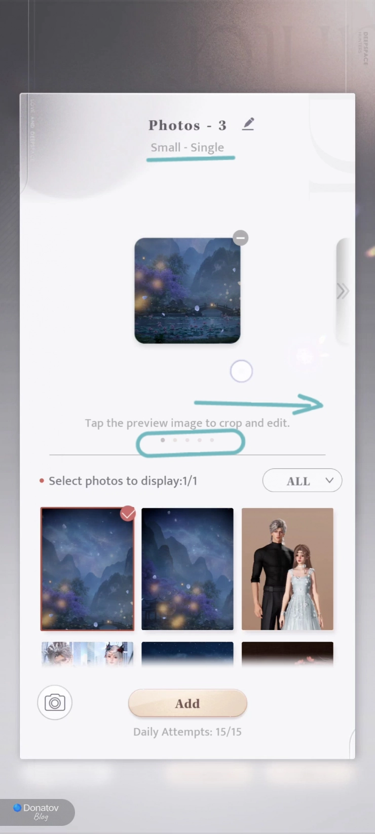 Выбор размера виджета для фотографий