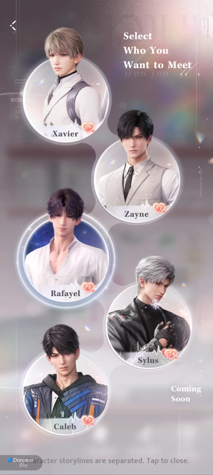 Экран выбора персонажа в разделе With Him