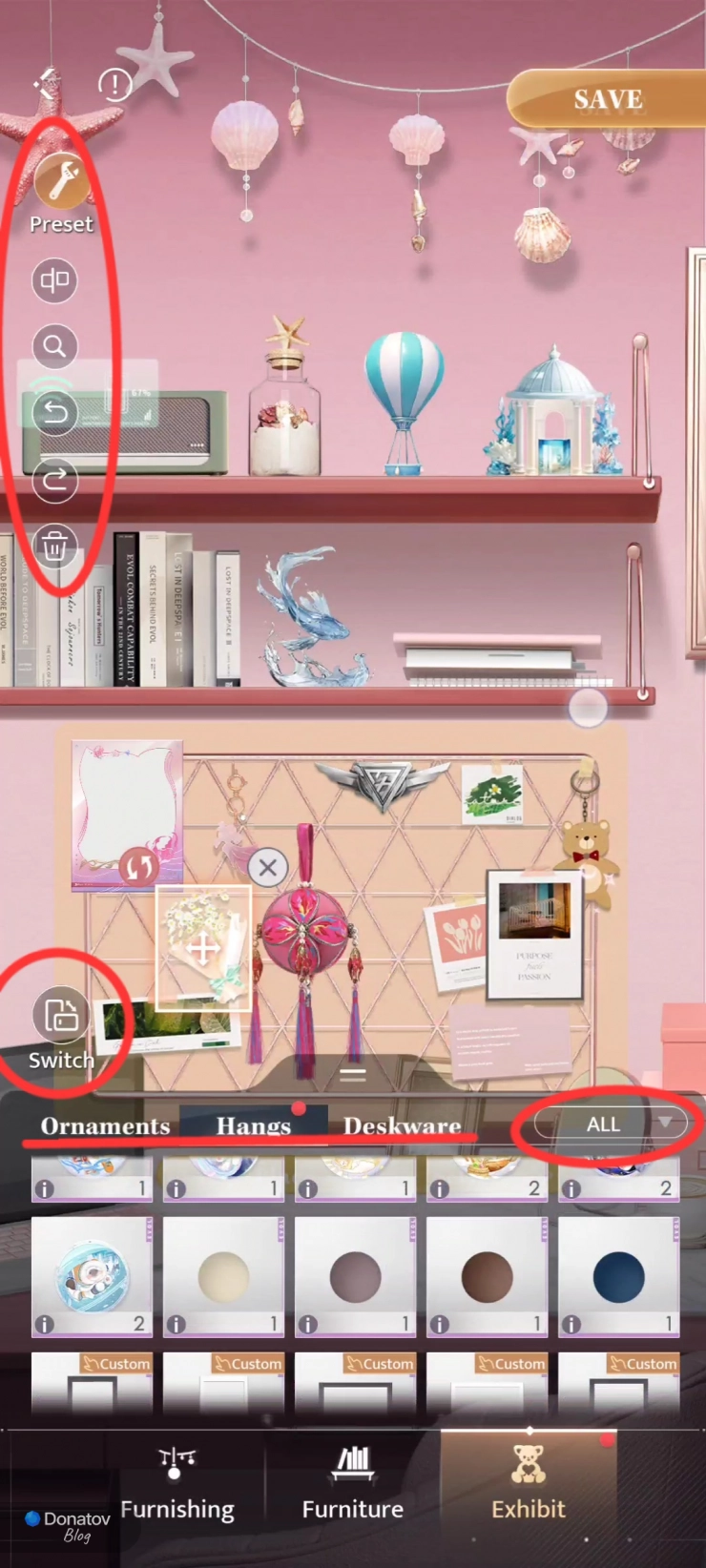 Кнопки управления предметами декора в разделе With Him