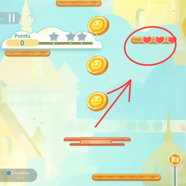 Три сердечка персонажа