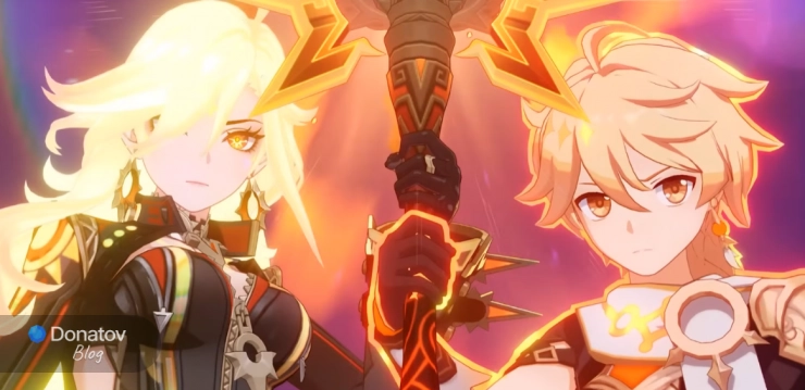 Момент из игры с Мавуикой и Итером в сюжете Натлана