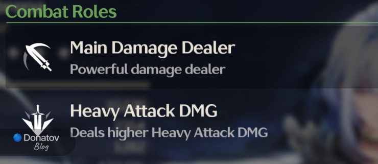 Вкладка Combat Role