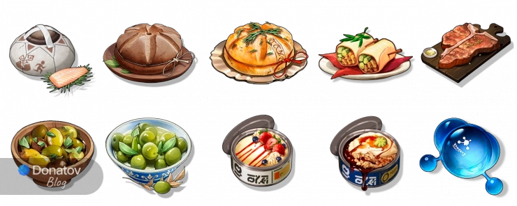 Еда для всех типов урона