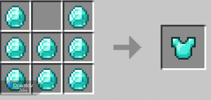 Крафт алмазной брони в Minecraft