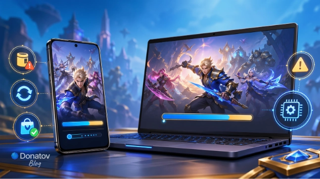 MLBB на телефоне и на ноутбуке
