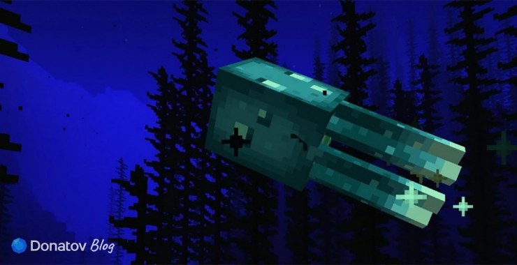Светящийся спрут в Minecraft