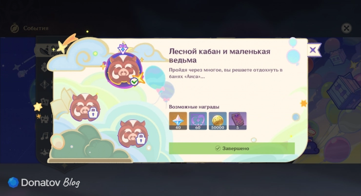 Раздел «Прогресс приключений» в новом ивенте