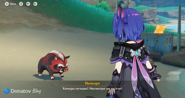Попкорн упоминает Хомуру, его подругу