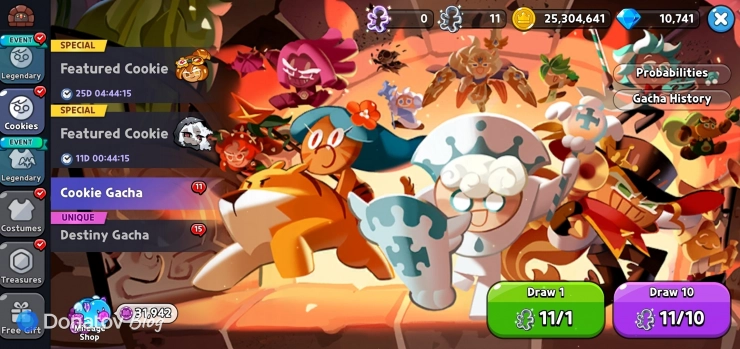 Меню гачи в Cookie Run: Kingdom