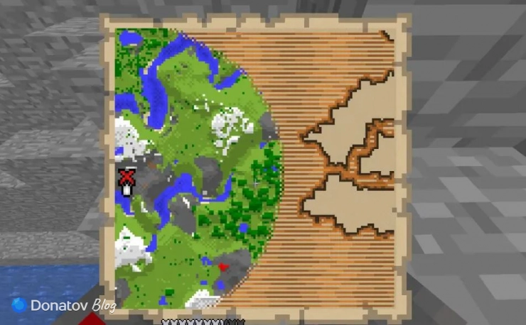 Сундук на карте сокровищ в Minecraft Bedrock Edition
