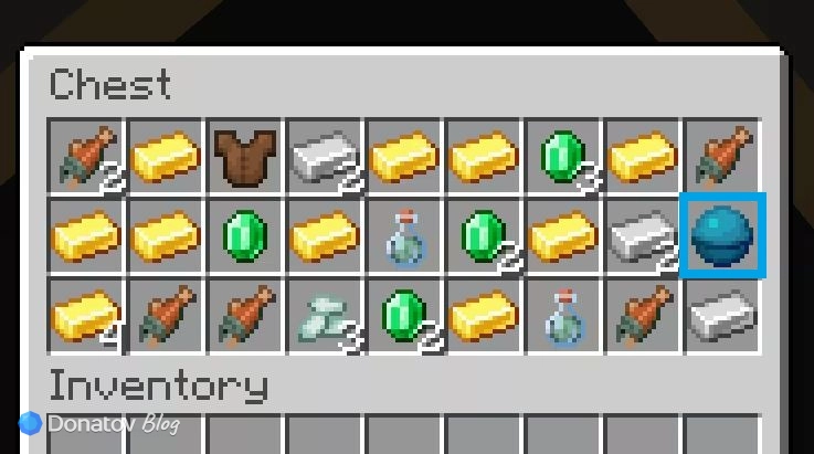 Дроп в сундуке сокровищ в Minecraft