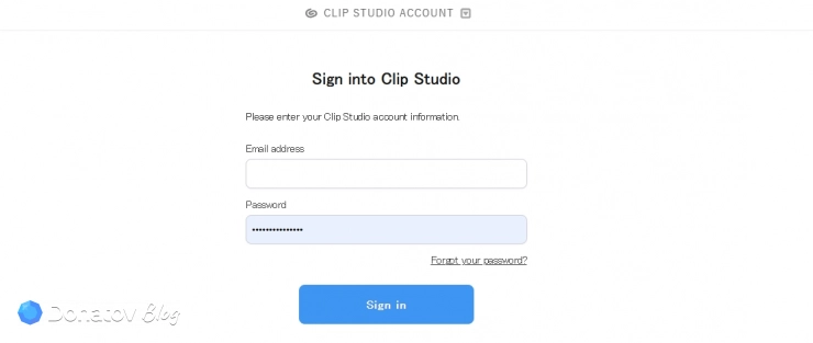 Вход в аккаунт Clip Studio