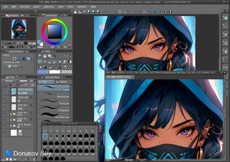 Интерфейс программы для рисования Clip Studio Paint