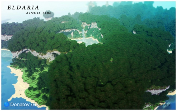 Водопад на карте Eldaria в Minecraft