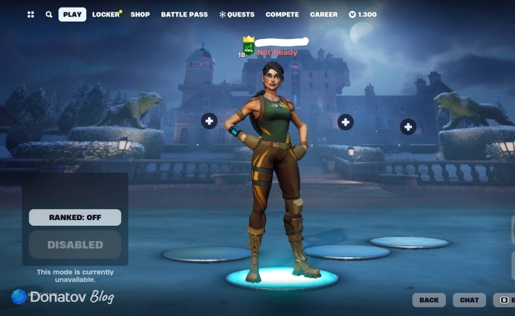 Отключенная ранговая очередь в Fortnite